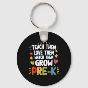 Funny Teach Them Pre K Teacher Prek Preschool Men Key Ring