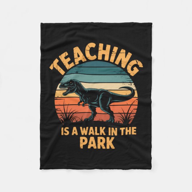 Funny Teacher Back To School Dinosaur Cute Fleece Blanket (Front)