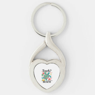 Funny Teacher Beach Summer Turtle Key Ring