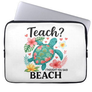 Funny Teacher Beach Summer Turtle Laptop Sleeve