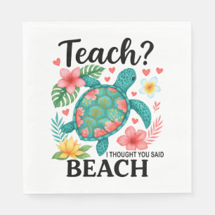 Funny Teacher Beach Summer Turtle Napkin