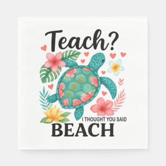 Funny Teacher Beach Summer Turtle Napkin