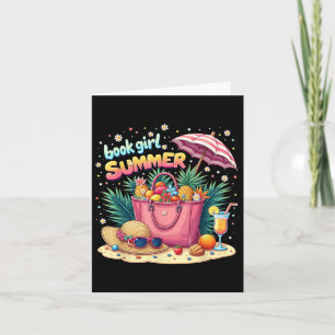 Funny Teacher Book Girl Summer Student Woman Book  Card