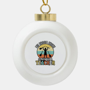 Funny Teacher Broken Broom Halloween Vintage Shirt Ceramic Ball Christmas Ornament