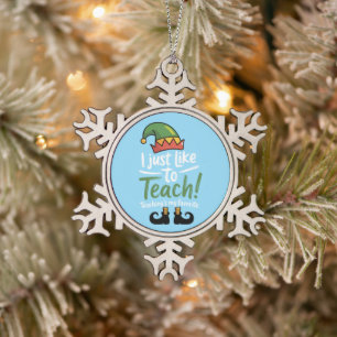 Funny Teacher Christmas Teaching is My Favourite Snowflake Pewter Christmas Ornament