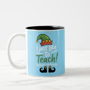 Funny Teacher Christmas Teaching is My Favourite Two-Tone Coffee Mug
