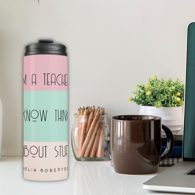 Funny teacher colorblock personalised  thermal tumbler (Creator Uploaded)