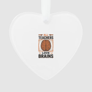 Funny Teacher Halloween Brains Vintage Graphic_1 Ornament
