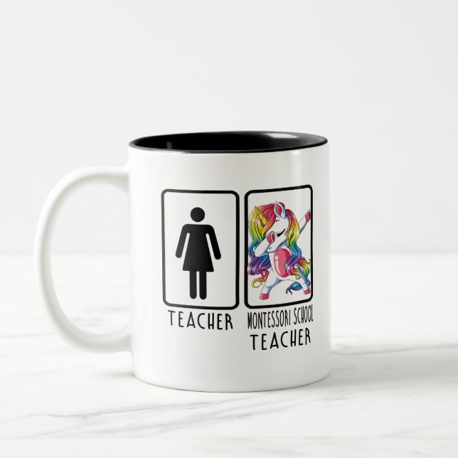 Funny Teacher Montessori School Teacher Two-Tone Coffee Mug (Left)