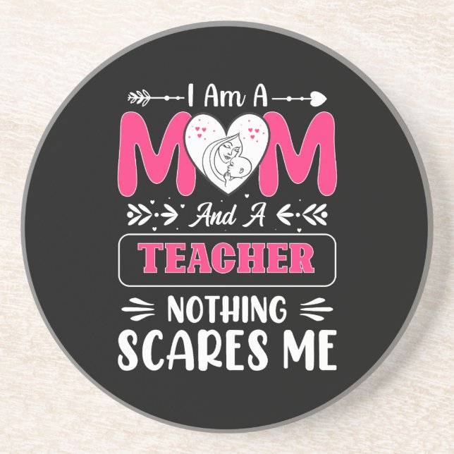 Funny Teacher Mum, Teacher Mum Funny Coaster (Front)