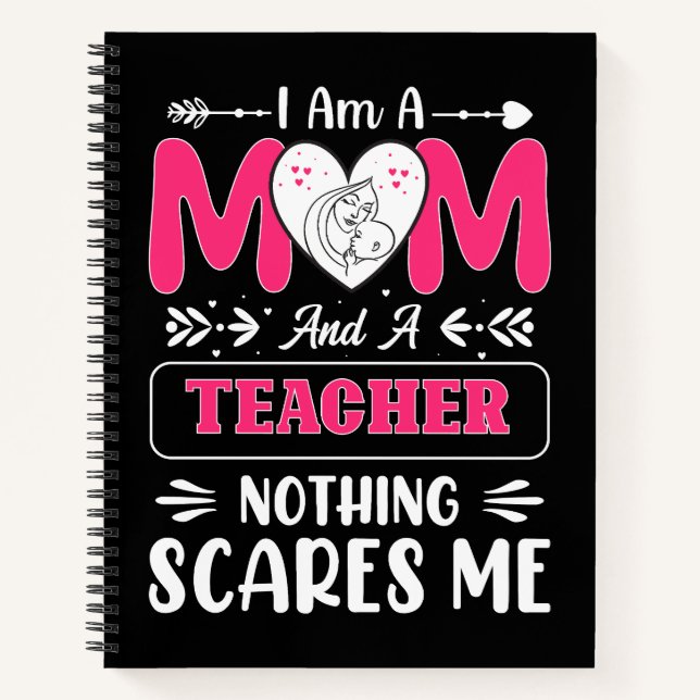 Funny Teacher Mum, Teacher Mum Funny Notebook (Front)