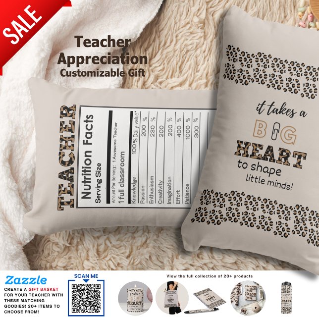 Funny Teacher Nutritional Facts Custom Gift  Lumbar Cushion (Creator Uploaded)