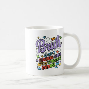 Funny Teacher Quote Bruh 6 Out Of 7 Teachers Think Coffee Mug