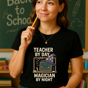 Funny Teacher Shirt, Magician By Night  T-Shirt