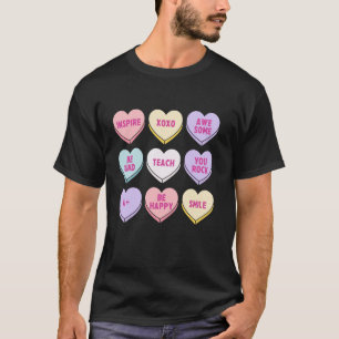 Funny Teacher Valentines Day Teach Heart Candy Tea T-Shirt