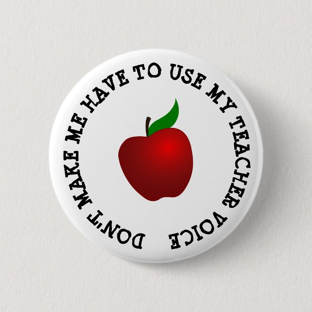 Funny Teacher Voice and Apple Button (Front)