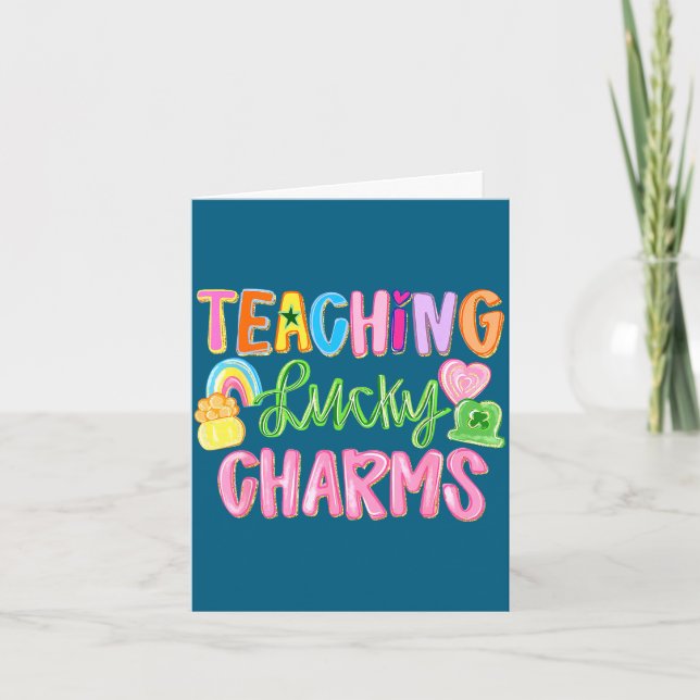 Funny teaching lucky teacher groovy st patricks da card (Front)