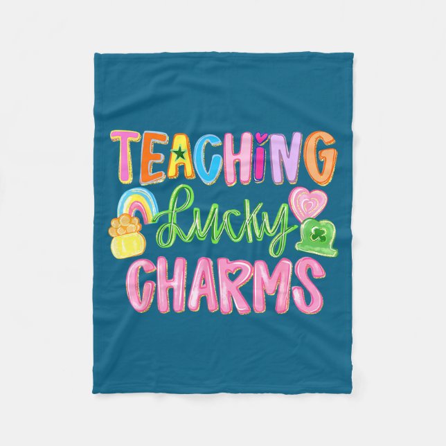 Funny teaching lucky teacher groovy st patricks da fleece blanket (Front)