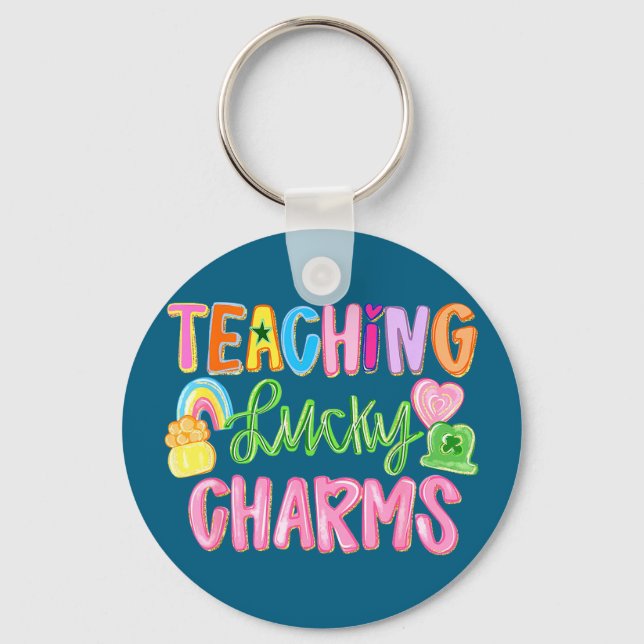 Funny teaching lucky teacher groovy st patricks da key ring (Front)