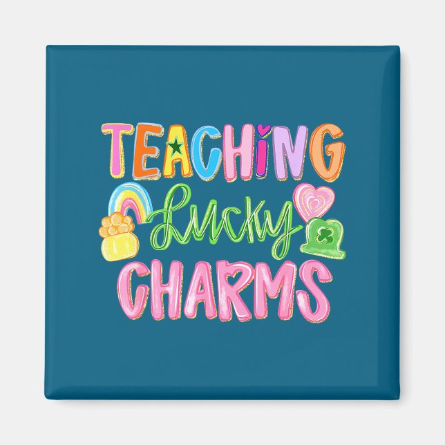 Funny teaching lucky teacher groovy st patricks da magnet (Front)