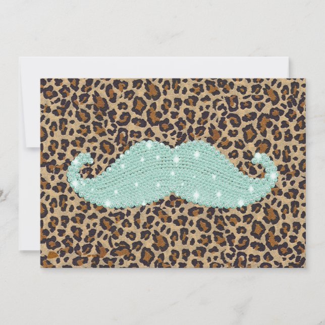 Funny Teal Green Bling Moustache And Animal Print (Front)
