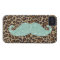 Funny Teal Green Bling Moustache And Animal Print