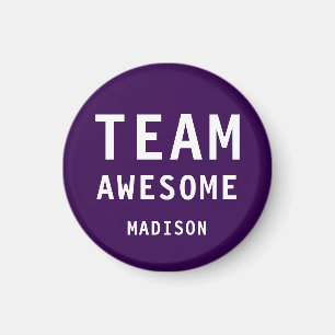 Funny Team Awesome Dark Purple Personalized Name Magnet