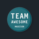 Funny Team Awesome Dark Teal Personalised Name Magnet<br><div class="desc">Funny Team Awesome Dark Teal Personalised Name Magnets features the text "Team Awesome" with your personalised name below on a dark teal background. Personalise by editing the text in the text box provided. Designed for you by ©Evco Studio www.zazzle.com/store/evcostudio</div>