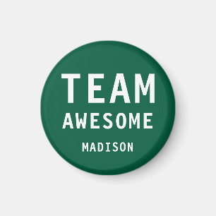 Funny Team Awesome Green Personalized Name Magnet
