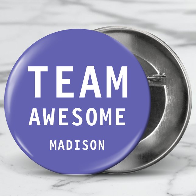 Funny Team Awesome Purple Personalised Name 3 Cm Round Badge (Creator Uploaded)