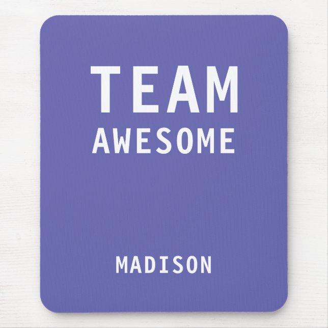 Funny Team Awesome Purple Personalised Name Mouse Pad (Front)