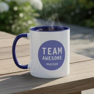 Funny Team Awesome Purple Personalised Name Mug
