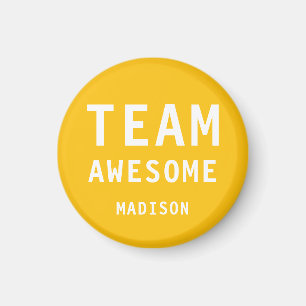 Funny Team Awesome Yellow Orange Personalized Name Magnet
