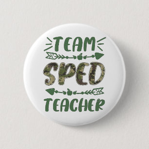 Funny Team Sped Teacher Camo Teacher Student Back 6 Cm Round Badge
