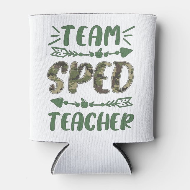 Funny Team Sped Teacher Camo Teacher Student Back  Can Cooler (Front)