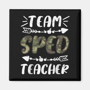 Funny Team Sped Teacher Camo Teacher Student Back  Magnet