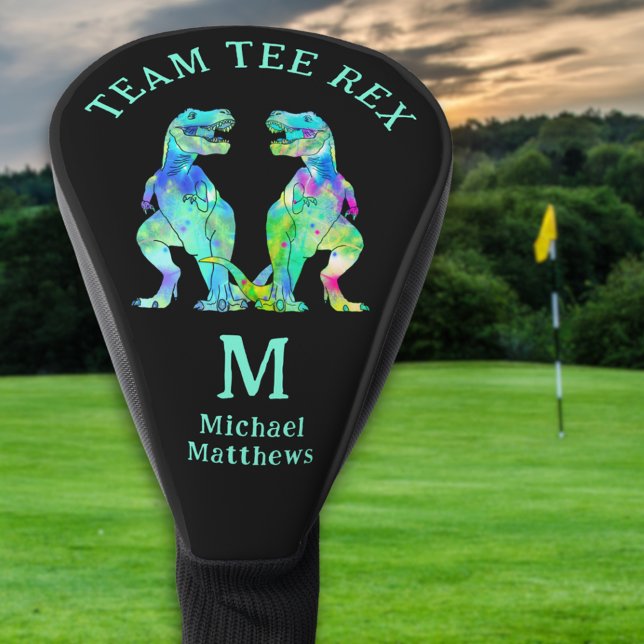 Funny Team Tee Rex Dinosaur Joke Personalised Golf Head Cover (Personalized funny team tee Rex golfing dinosaur joke golf head cover)