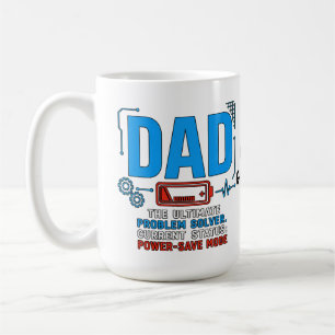 Funny Tech Dad Problem Solver Power-Save Mode Blue Coffee Mug