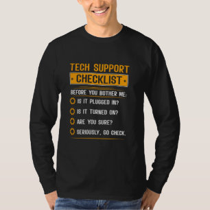 Funny Tech Support Checklist Tech Support Definiti T-Shirt