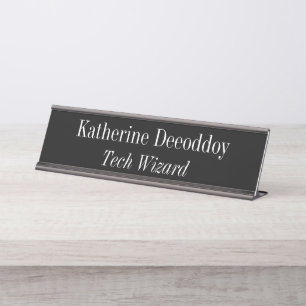 Funny Tech Wizard Black Desk Name Plate