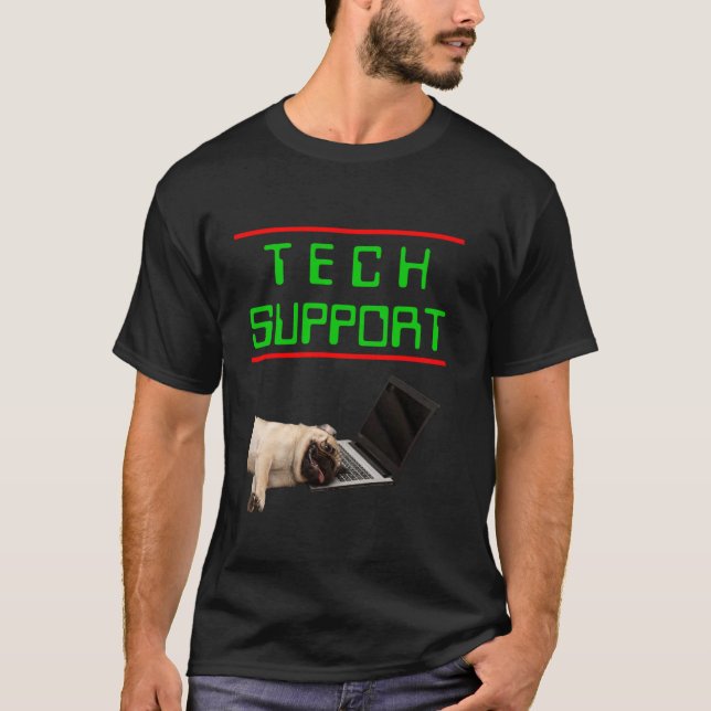 Funny Technical Support Badge Sarcastic Dog Vibe T-Shirt (Front)