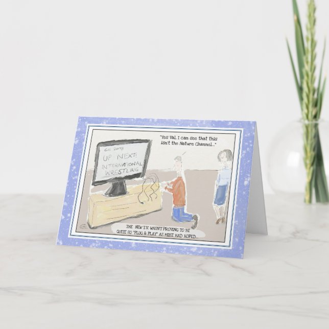 Funny Technology Birthday Card: "Plug & Play" Card (Front)