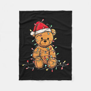Funny Teddy Bear Christmas Graphics Lights Lover  Fleece Blanket