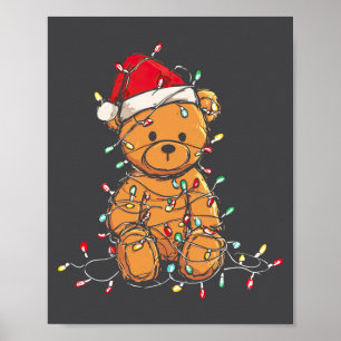 Funny Teddy Bear Christmas Graphics Lights Lover L Poster