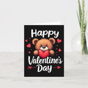 Funny Teddy Bear Holding Heart For Valentines Day  Card