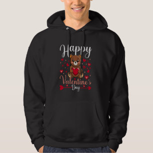 Funny Teddy Bear Holding Heart Love Happy Valentin Hoodie