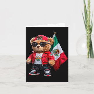 Funny teddy bear mexican flag rap fashion stylish card
