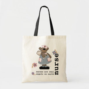 Funny Teddy Bear Nurse design Tote Bags