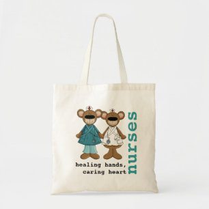 Funny Teddy Bear Nurse design Tote Bags