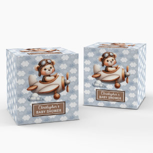 Funny Teddy Bear Pilot Boy Baby Favor Box